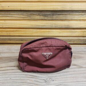 Authentic Prada Vela Cosmetic Pouch Burgundy Nylon Bag